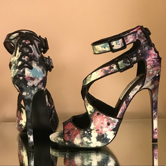 NWOB STEVE MADDEN Multicolor, lace up back stilettos - Picture 5 of 7
